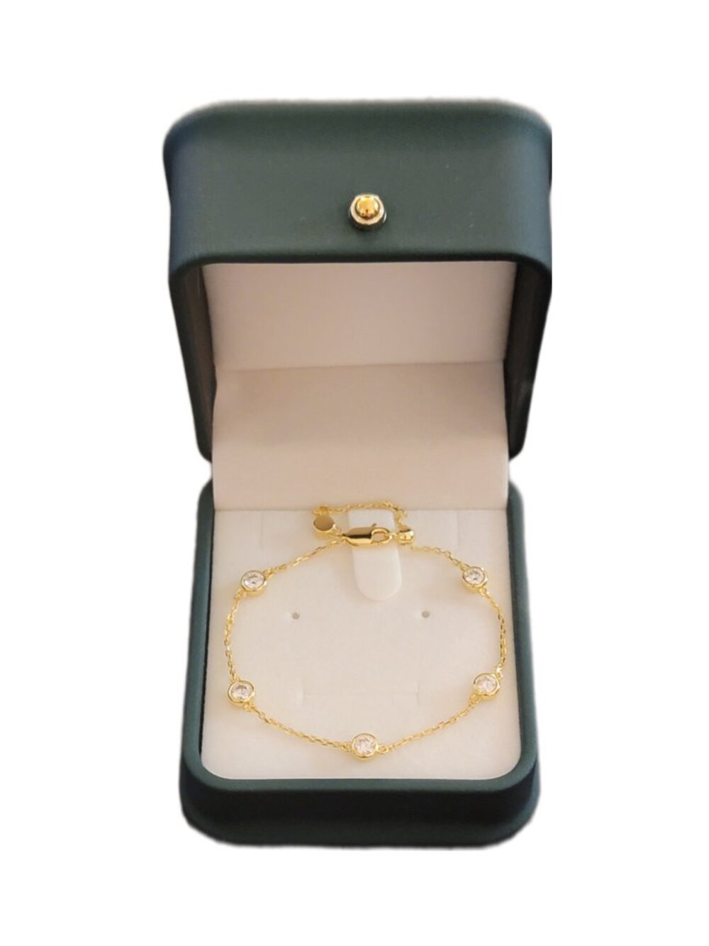 Moissanite Tennis Bracelet Adjustable 925 Gold Plated IGI NWT